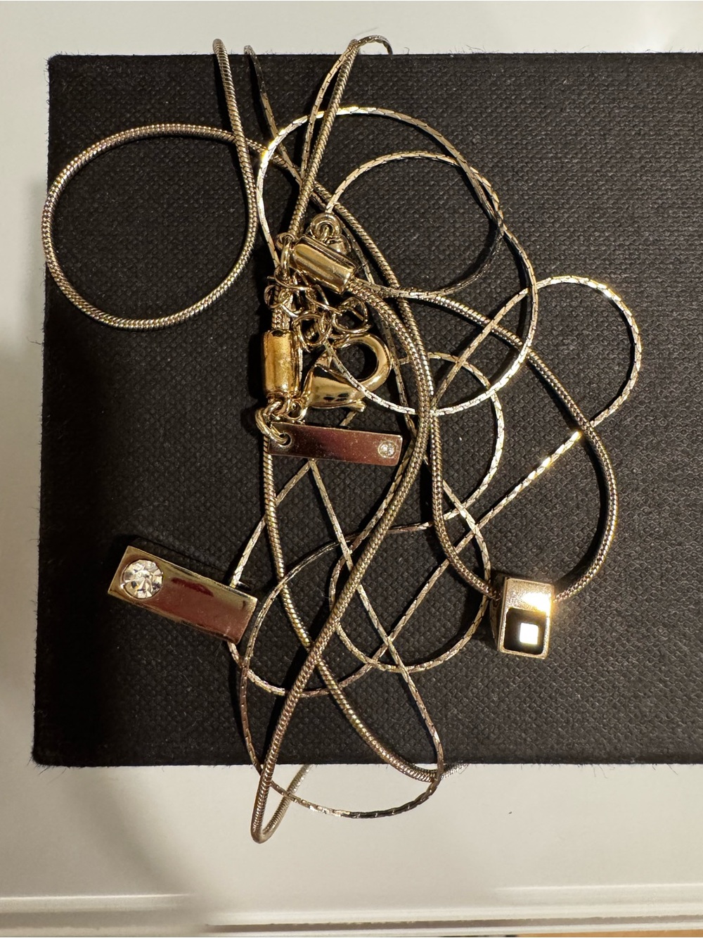 Delicate Two-tone Pendant Necklace with Sparkle Accent